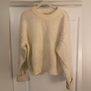 Tory Burch Cream Crew Sweater With Detachable Turtleneck